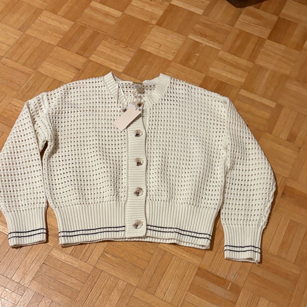 Magaschoni Women's Cream Button-Up Sweater